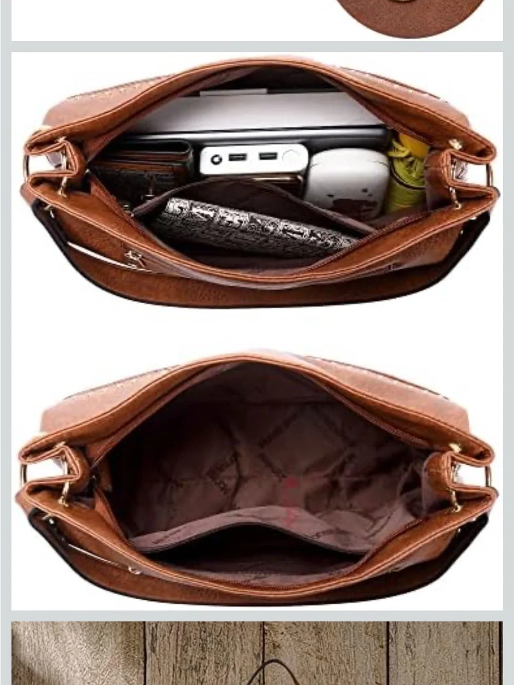 Montana West Two-Tone Brown Leather & Croc-Embossed Shoulder Bag with Gold Studs